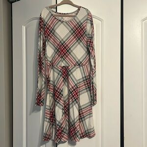 Plaid printed knit dress
